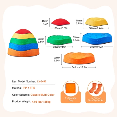 VEVOR Balance Stepping Stones For Kids, 5 PCS, Up To 220 Lbs, Non-Slip Toddlers Sensory Stepping Stones, Toys For Children Aged 3 4 5 6 7 8+ 7 VEVOR Balance Stepping Stones For Kids, 5 PCS, Up To 220 Lbs, Non-Slip Toddlers Sensory Stepping Stones, Toys For Children Aged 3 4 5 6 7 8+ - Image 7