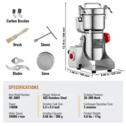 VEVOR 300g Electric Grain Mill Grinder, High Speed 1500W Commercial Spice Grinders, Stainless Steel Pulverizer Powder Machine -Aesthtic Interiors GUEST 85e45e11 08cc 49ca a66e 49d4cf2a488b