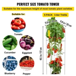 VEVOR Tomato Cages, 11.8" X 11.8" X 46.1", 5 Packs Square Plant Support Cages, Silver PVC-Coated Steel Tomato Towers, Silver 11 VEVOR Tomato Cages, 11.8" X 11.8" X 46.1", 5 Packs Square Plant Support Cages, Silver PVC-Coated Steel Tomato Towers, Silver -Aesthtic Interiors GUEST 85fe28a1 128b 4a6c 9531 8ed22ae3efc8
