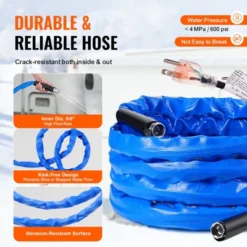 VEVOR 25ft Heated Water Hose For RV, Heated Drinking Water Hose With Corrugated Cover Antifreeze To -45°F, Automatic Self-regulating, 5/8" I.D. Blue 12 VEVOR 25ft Heated Water Hose For RV, Heated Drinking Water Hose With Corrugated Cover Antifreeze To -45°F, Automatic Self-regulating, 5/8" I.D. Blue -Aesthtic Interiors GUEST 86937407 aab6 46f9 a3c3 424b8a51bf57