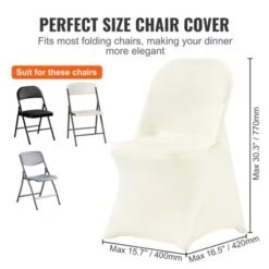 VEVOR Stretch Spandex Folding Chair Covers, Universal Fitted Chair Cover, Removable Washable Protective Slipcovers, (50PCS Ivory White) -Aesthtic Interiors GUEST 86b04a03 e214 4315 aa20 73334cc51e0f