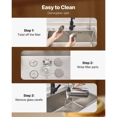 VEVOR French Press Coffee Maker, 51 Ounce 1.5 Liter Stainless Steel Coffee Press Tea Maker With Filter, Silver 5 VEVOR French Press Coffee Maker, 51 Ounce 1.5 Liter Stainless Steel Coffee Press Tea Maker With Filter, Silver - Image 5