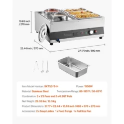 VEVOR Electric Soup Warmer, Two 6.34QT Pots & Three 1/3 Pans, Stainless Steel Food Warmer With 86~185°F Adjustable Temp, 1500W Bain Marie, Silver 14 VEVOR Electric Soup Warmer, Two 6.34QT Pots & Three 1/3 Pans, Stainless Steel Food Warmer With 86~185°F Adjustable Temp, 1500W Bain Marie, Silver -Aesthtic Interiors GUEST 87becfd9 8288 42b0 b127 eea4d2c2f2a7