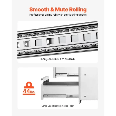VEVOR Outdoor Kitchen Drawers 14.7" W X 25.4" H X 18.7" D, Box Frame Style Flush Mount BBQ Drawers With Stainless Steel Handle, Silver 5 VEVOR Outdoor Kitchen Drawers 14.7" W X 25.4" H X 18.7" D, Box Frame Style Flush Mount BBQ Drawers With Stainless Steel Handle, Silver - Image 5
