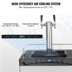 VEVOR Beer Kegerator, Dual Tap Draft Beer Dispenser, Full Size Keg Refrigerator With Shelf, CO2 Tank(No Gas), Drip Tray & Rail, Silver -Aesthtic Interiors GUEST 87d4a527 ce48 47a9 b398 06176fa1f54d