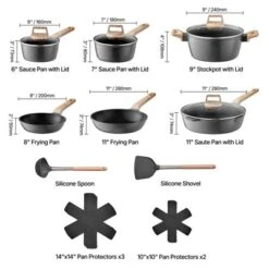 VEVOR 17 Piece Pots And Pans Set Nonstick, Granite Cookware Set, Induction Cookwares, Kitchen RV Cooking Sets, Black 13 VEVOR 17 Piece Pots And Pans Set Nonstick, Granite Cookware Set, Induction Cookwares, Kitchen RV Cooking Sets, Black -Aesthtic Interiors GUEST 87eb4cfe 73d8 4731 b633 a786d264d161