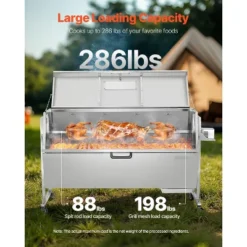 VEVOR 60W Rotisserie Grill With Hooded Cover, 56 Inch Pig Lamb Goat Rotisserie Grill Roaster, 286Lbs Capacity, Silver -Aesthtic Interiors GUEST 87f017f8 a144 4d62 b518 1fa8cdbf7f80