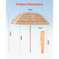 VEVOR Tiki Umbrella, 8 Ft Thatched Patio Umbrella With Tilt, Hawaiian Style Beach Parasol With Durable PP Thatch And 8 Metal Ribs, Oringinal Color 14 VEVOR Tiki Umbrella, 8 Ft Thatched Patio Umbrella With Tilt, Hawaiian Style Beach Parasol With Durable PP Thatch And 8 Metal Ribs, Oringinal Color -Aesthtic Interiors GUEST 87ff5eca 7220 4855 88c6 799c45cf9d26