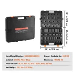 VEVOR 3/8" & 1/2" Drive Impact Socket Set, 59PCS Socket Set SAE 5/16" To 1-1/4" And Metric 6-32mm, 6 Point Cr-Mo Alloy Steel For Auto Repair,BLACK 14 VEVOR 3/8" & 1/2" Drive Impact Socket Set, 59PCS Socket Set SAE 5/16" To 1-1/4" And Metric 6-32mm, 6 Point Cr-Mo Alloy Steel For Auto Repair,BLACK -Aesthtic Interiors GUEST 881da2a3 b1ba 41a4 b2d4 a283b217d627