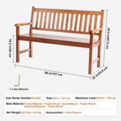 VEVOR Outdoor Bench, 50 Inches Wood Garden Bench For Outdoors, Outdoor Garden Park Bench With Backrest And Armrests, 800 Lbs Load Capacity Bench -Aesthtic Interiors GUEST 8821bec9 b1f7 4fbc b28e fc6d8cea3cb2