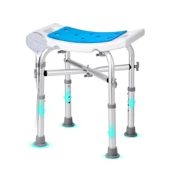 VEVOR Shower Chair, Adjustable Height Shower Stool, Non-Slip Bench Bathtub Stool Seat For Elderly Disabled Adults Handicap, 500 Lbs,White+Blue -Aesthtic Interiors GUEST 8888545c 93e6 4858 bb8b 09f9382adf66
