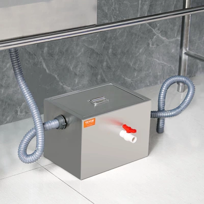 VEVOR Commercial Grease Trap, 8 LBS Grease Interceptor, Side Inlet Interceptor,Stainless Steel Grease Trap, 2.8 GPM Waste Water Oil-water Separator 1 VEVOR Commercial Grease Trap, 8 LBS Grease Interceptor, Side Inlet Interceptor,Stainless Steel Grease Trap, 2.8 GPM Waste Water Oil-water Separator