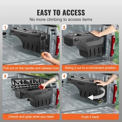 VEVOR Truck Bed Storage Box, Lockable Swing Case With Password Padlock, 6.6 Gal/25 L ABS Wheel Well Tool Box, Waterproof And Durable 4 VEVOR Truck Bed Storage Box, Lockable Swing Case With Password Padlock, 6.6 Gal/25 L ABS Wheel Well Tool Box, Waterproof And Durable - Image 4