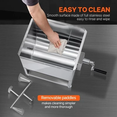 VEVOR Manual Meat Mixer, 80L Fixed Tank Meat Processing Equipment(Mixing Max 80LBS For Meat), Stainless Steel Meat Mixer, Silver 4 VEVOR Manual Meat Mixer, 80L Fixed Tank Meat Processing Equipment(Mixing Max 80LBS For Meat), Stainless Steel Meat Mixer, Silver - Image 4