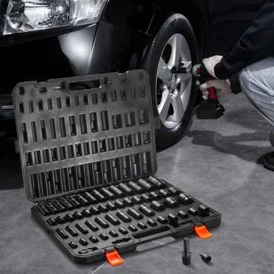 VEVOR 3/8" & 1/2" Drive Impact Socket Set, 59PCS Socket Set SAE 5/16" To 1-1/4" And Metric 6-32mm, 6 Point Cr-Mo Alloy Steel For Auto Repair,BLACK 1 VEVOR 3/8" & 1/2" Drive Impact Socket Set, 59PCS Socket Set SAE 5/16" To 1-1/4" And Metric 6-32mm, 6 Point Cr-Mo Alloy Steel For Auto Repair,BLACK