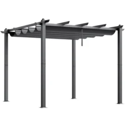 VEVOR 10'x10' Outdoor Retractable Pergola With Canopy, Aluminum Pergola With Retractable Canopy, Modern Pergola With Sun Shade Canopy, Gray -Aesthtic Interiors GUEST 89b35031 1073 4404 803a 0bd4484ae0c1
