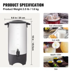 VEVOR Commercial Coffee Urn, 50 Cups Stainless Steel Large Coffee Dispenser, 1000W 110V Electric Coffee Maker Urn For Quick Brewing, Silver 14 VEVOR Commercial Coffee Urn, 50 Cups Stainless Steel Large Coffee Dispenser, 1000W 110V Electric Coffee Maker Urn For Quick Brewing, Silver -Aesthtic Interiors GUEST 89dc2bdc 1415 4909 bb95 45c168ef0252