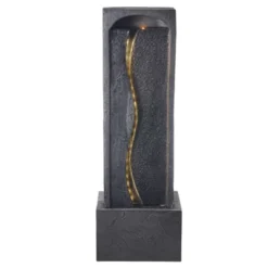 VEVOR Outdoor Water Fountain, 38.58 In Height Fountain And Waterfall,1-Tier Floor Standing Rock Base Style Fountains With With Light And Pump, Black -Aesthtic Interiors GUEST 89e312cc 7b02 4eae 92f2 1ff85fd5434a