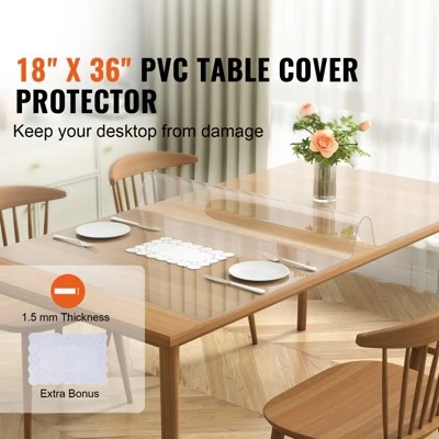 VEVOR Clear Table Cover Protector, 18" X 36" Rectangle Table Cover, 1.5 Mm Thick PVC Plastic Tablecloth, Waterproof Desktop Protector, Transparent 2 VEVOR Clear Table Cover Protector, 18" X 36" Rectangle Table Cover, 1.5 Mm Thick PVC Plastic Tablecloth, Waterproof Desktop Protector, Transparent - Image 2