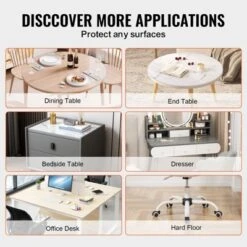 VEVOR Plastic Table Cover, 48 X 48 Inch 2.0 Mm Thick Clear Table Protector, Round PVC Desk Mat, Waterproof & Easy Cleaning Desk Pad Tablecloth -Aesthtic Interiors GUEST 8a114eef f96a 4014 ad5d 189f8293e7c8 1