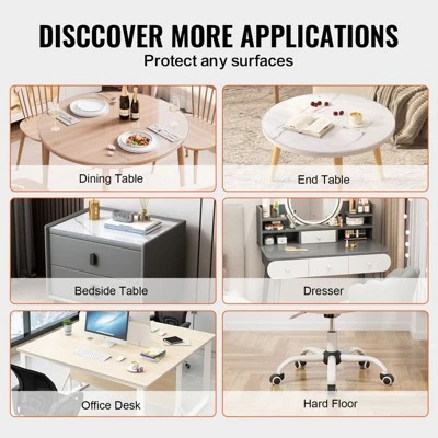 VEVOR Plastic Table Cover, 42 X 42 Inch 2.0 Mm Thick Clear Table Protector, Round PVC Desk Mat, Waterproof & Easy Cleaning Desk Pad Tablecloth 6 VEVOR Plastic Table Cover, 42 X 42 Inch 2.0 Mm Thick Clear Table Protector, Round PVC Desk Mat, Waterproof & Easy Cleaning Desk Pad Tablecloth - Image 6