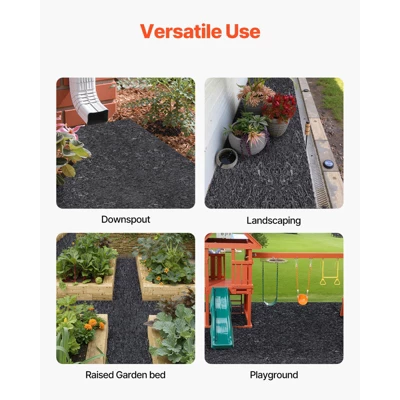 VEVOR Rubber Mulch For Landscaping, 2 Rolls Recycled Rubber Mulch Mat 96 X 22 In,Permanent Rubber Pathway,Natural-Looking Black Mulch Garden Edging 6 VEVOR Rubber Mulch For Landscaping, 2 Rolls Recycled Rubber Mulch Mat 96 X 22 In,Permanent Rubber Pathway,Natural-Looking Black Mulch Garden Edging - Image 6