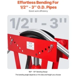 VEVOR Hydraulic Pipe Bender, 16 Ton Manual Copper Exhaust Pipe Bending Machine With 8 Dies (1/2" - 3") And 90 - 180° Adjustable Rollers, Red -Aesthtic Interiors GUEST 8a4d9173 f461 42b3 9efc e65dee339ff9