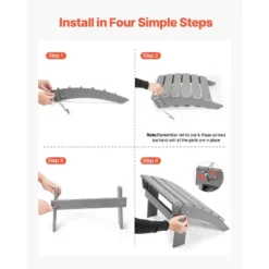 VEVOR Adirondack Ottoman, 16.9L X 18.9W X 13H Inch HDPE Plastic Folding Adirondack Ottoman, Weather-Resistant Foot Rest For Adirondack Chair, Gray -Aesthtic Interiors GUEST 8ac46636 8401 41bf b235 d8ece7747ed9