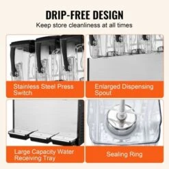 VEVOR Commercial Beverage Dispenser, 3 Tanks 12 L / 12.7 QT Per Tank Juice Dispenser, 370W Stainless Steel Ice Tea Drink Machine -Aesthtic Interiors GUEST 8b4c001c 8602 41fd 8d0a b4772bb25c13