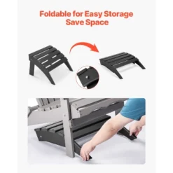 VEVOR Adirondack Ottoman, 18.7L X 19.7W X 13H Inch HDPE Plastic Folding Adirondack Ottoman, Weather-Resistant Foot Rest For Adirondack Chair, Black -Aesthtic Interiors GUEST 8b62007a 13da 4451 8cd4 9a7e858098b5