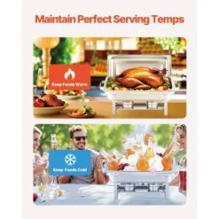 VEVOR Chafing Dish Buffet Set, 8 Qt 6 Pack, Stainless Steel Chafer With 6 Full Size Pans,Rectangle Catering Warmer Server With Lid Water Pan, Silver -Aesthtic Interiors GUEST 8b6cff42 4a5c 42c6 88aa c3135de24483 1