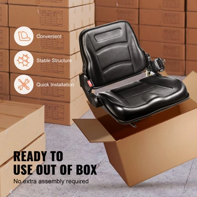 VEVOR Universal Forklift Seat, Fold Down Tractor Seat With Adjustable Angle Back, Micro Switch And Retractable Seatbelt, 6.3-13.4 Inch Slot, Black 6 VEVOR Universal Forklift Seat, Fold Down Tractor Seat With Adjustable Angle Back, Micro Switch And Retractable Seatbelt, 6.3-13.4 Inch Slot, Black - Image 6