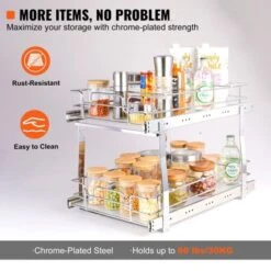 VEVOR 2 Tier 13"W X 21"D Pull Out Cabinet Organizer, Heavy Duty Slide Out Pantry Shelves, Chrome-Plated Steel Roll Out Drawers -Aesthtic Interiors GUEST 8bb2549d ed98 4ffc b352 d1e9b29f8c51