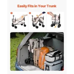 VEVOR Collapsible Folding Wagon, 550lb Load & 220L, 2 In 1 Foldable Wagon Cart Converts To Bench, Utility Wagon With Adjustable Handle, Beige -Aesthtic Interiors GUEST 8bdf1b4b e75a 49c2 99fd 5de8460d46b6