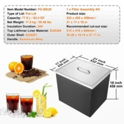 VEVOR Drop In Ice Chest, 21"L X 17"W X 18"H Stainless Steel Ice Cooler, Commercial Ice Bin With Cover, 40 Qt Outdoor Kitchen Ice Bar -Aesthtic Interiors GUEST 8c9d4f93 79ef 458b 8e86 c0fb4be9fb0b