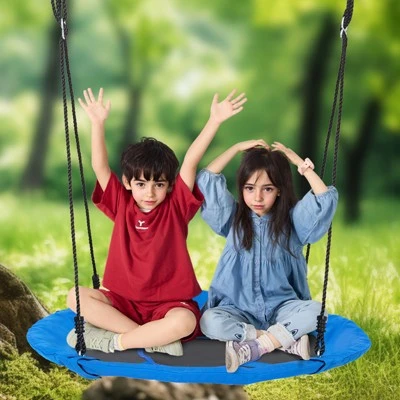 VEVOR Tree Swing, 40 Inch Saucer Swing, 750lbs Weight Capacity, 900D Oxford Fabric Swing Seat With 2 Tree Hanging Straps, Blue 1 VEVOR Tree Swing, 40 Inch Saucer Swing, 750lbs Weight Capacity, 900D Oxford Fabric Swing Seat With 2 Tree Hanging Straps, Blue