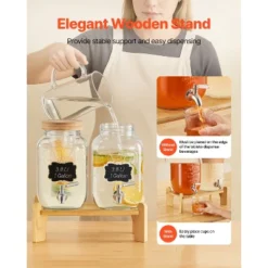VEVOR Beverage Dispenser, 2 Pack 1 Gallon Drink Dispensers For Parties, Glass Juice Dispenser With Wood Stand, Stainless Steel Spigot,Infuser, Clear 12 VEVOR Beverage Dispenser, 2 Pack 1 Gallon Drink Dispensers For Parties, Glass Juice Dispenser With Wood Stand, Stainless Steel Spigot,Infuser, Clear -Aesthtic Interiors GUEST 8cc44017 c40a 4aaa a17f bf552fb52eb8