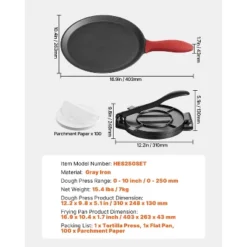 VEVOR Tortilla Press, 10 Inch Cast Iron Tortilla And Roti Maker, Heavy Duty Tortilladora Press, Pataconera Makers, Black -Aesthtic Interiors GUEST 8ce2dafa ffe0 4b6c 9d5d 5c5131a3eac4