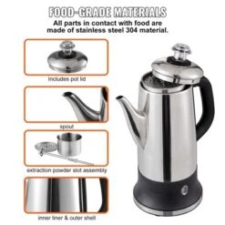 VEVOR 12-Cup Electric Percolator Coffee Pot, 304 Stainless Steel Coffee Percolator With Keep Warm Function & Heat-Resistant Handle 11 VEVOR 12-Cup Electric Percolator Coffee Pot, 304 Stainless Steel Coffee Percolator With Keep Warm Function & Heat-Resistant Handle -Aesthtic Interiors GUEST 8cf375a6 9e7e 4627 939b 7f1db54ebf43