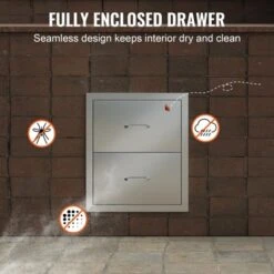 VEVOR Outdoor Kitchen Drawers 18W X 20.6H X 12.7D Inch, Flush Mount Double BBQ Drawers Stainless Steel With Handle, BBQ Island Drawers,Silver -Aesthtic Interiors GUEST 8cf3c567 52f9 4e33 891b 8948a1948f07