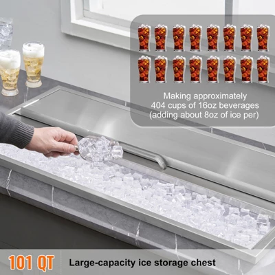 VEVOR Drop In Ice Chest, 36"L X 18"W X 14"H Stainless Steel Ice Cooler, Commercial Ice Bin With Sliding Cover, 40.9 Qt Outdoor Kitchen Ice Bar 2 VEVOR Drop In Ice Chest, 36"L X 18"W X 14"H Stainless Steel Ice Cooler, Commercial Ice Bin With Sliding Cover, 40.9 Qt Outdoor Kitchen Ice Bar - Image 2