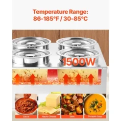 VEVOR Electric Soup Warmer, Four 6.34QT Stainless Steel Round Pot With 86~185°F Adjustable Temp, 1500W Commercial Bain Marie, Silver -Aesthtic Interiors GUEST 8dcbf5bf 4334 428d 9e1a fbbceba60c43