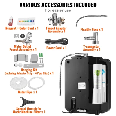 VEVOR Alkaline Water Ionizer Machine, PH 2.5-11.2 Alkaline Acidic Hydrogen Water Purifier, 6 Water Settings Home Filtration System, Up To -850mV ORP 6 VEVOR Alkaline Water Ionizer Machine, PH 2.5-11.2 Alkaline Acidic Hydrogen Water Purifier, 6 Water Settings Home Filtration System, Up To -850mV ORP - Image 6