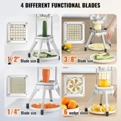 VEVOR Commercial Vegetable Fruit Chopper, Stainless Steel French Fry Cutter With 4 Blades 1/4" 3/8" 1/2", 6-wedge Slicer, Chopper Dicer With Tray 10 VEVOR Commercial Vegetable Fruit Chopper, Stainless Steel French Fry Cutter With 4 Blades 1/4" 3/8" 1/2", 6-wedge Slicer, Chopper Dicer With Tray -Aesthtic Interiors GUEST 8e3cd4fc 24ee 4718 bf70 7a42e4bfee62