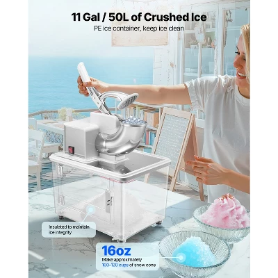 VEVOR Commercial Ice Crusher 661LBS/H, 350W Electric Snow Cone Machine With 4 Blades, 1400RPM Stainless Steel Shaved Ice Machine, White 3 VEVOR Commercial Ice Crusher 661LBS/H, 350W Electric Snow Cone Machine With 4 Blades, 1400RPM Stainless Steel Shaved Ice Machine, White - Image 3