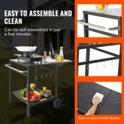 VEVOR Outdoor Grill Dining Cart With Double-Shelf, BBQ Movable Food Prep Table, Multifunctional Foldable Iron Table Top, Portable Modular Carts -Aesthtic Interiors GUEST 8e54d838 aeca 4542 94ba 87b28cb2ebe0