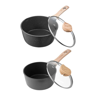 VEVOR Saucepan Set, 1.5 QT & 2.5 QT Nonstick Saucepan With Glass Lids, Multipurpose Cooking Sauce Pots With Detachable Handles, Black 8 VEVOR Saucepan Set, 1.5 QT & 2.5 QT Nonstick Saucepan With Glass Lids, Multipurpose Cooking Sauce Pots With Detachable Handles, Black - Image 8