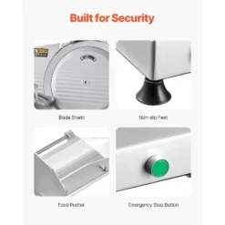 VEVOR Commercial Meat Slicer, 10 Inch Electric Deli Food Slicer, 180W Meat Cutter With A Premium 65Mn Blade, 0-0.4 Inch Adjustable Thickness, Silver -Aesthtic Interiors GUEST 8f446fbe 3dc8 4de8 9177 489f9dd1cd30