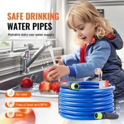 VEVOR 30ft Heated Water Hose For RV, Heated Drinking Water Hose Antifreeze To -45°F, Automatic Self-regulating, 5/8" I.D. With 3/4" GHT Adapter, Blue -Aesthtic Interiors GUEST 8f53a152 1382 4e49 876d 31b63d27121b