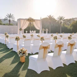 VEVOR Stretch Spandex Folding Chair Covers, Universal Fitted Chair Cover, Removable Washable Protective Slipcovers, (50PCS White)